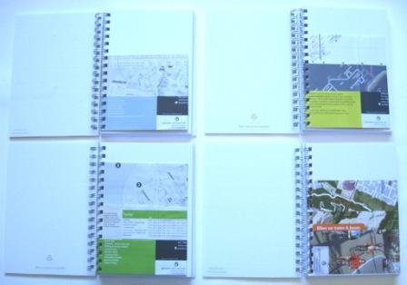 Inside the recycled coreflute notebooks.